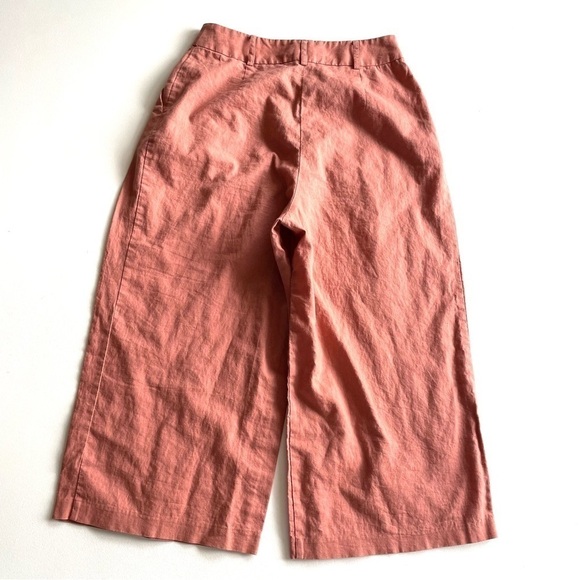 Asos Tailored Linen Culotte In Salmon Pink Cropped Size 4 - Picture 10 of 12